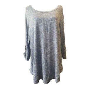 Plus size 1X v-neck ladder sleeve tunic heather blue lightweight flattering